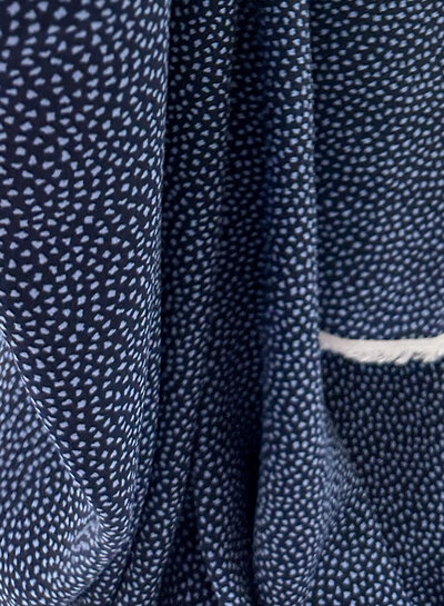 deadstock navy blue with fine blue dots - Italian viscose crepe