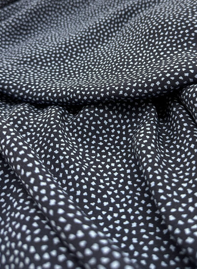 deadstock navy blue with fine blue dots - Italian viscose crepe