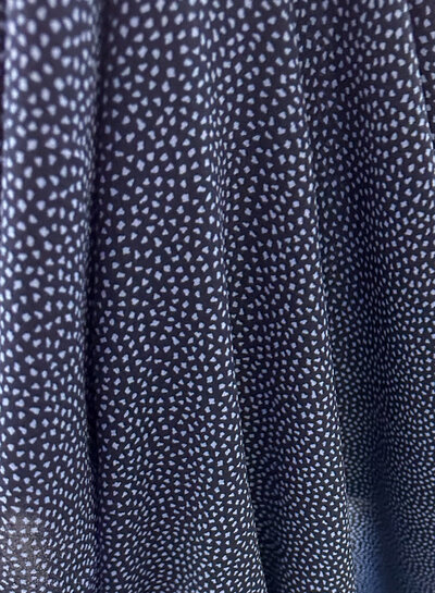 deadstock navy blue with fine blue dots - Italian viscose crepe