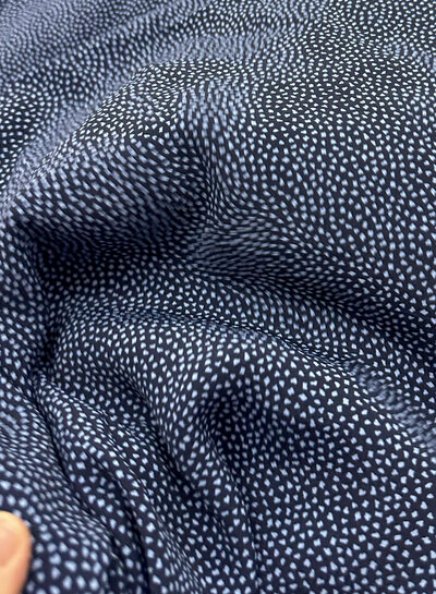 deadstock navy blue with fine blue dots - Italian viscose crepe