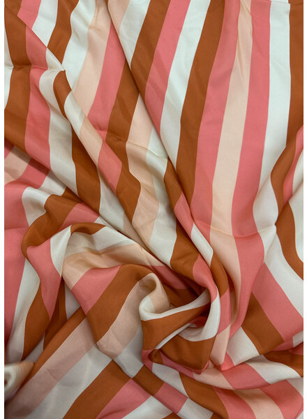 deadstock 50 shades of peach - beautiful Italian satin with horizontal stripes