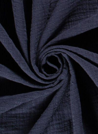 navy linen cotton mix double gauze / plain tetra