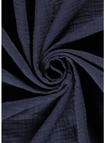 navy linen cotton mix double gauze / plain tetra