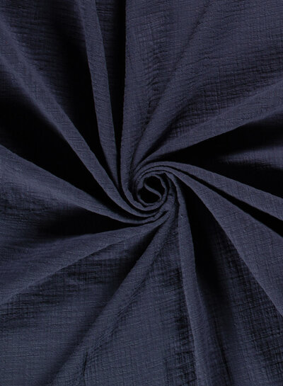 navy linen cotton mix double gauze / plain tetra