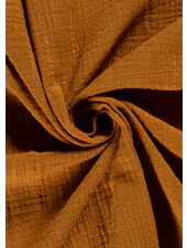 cognac linen cotton mix double gauze / plain tetra