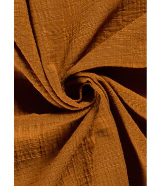 cognac linen cotton mix double gauze / plain tetra