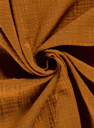 cognac linen cotton mix double gauze / plain tetra