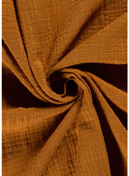cognac linen cotton mix double gauze / plain tetra