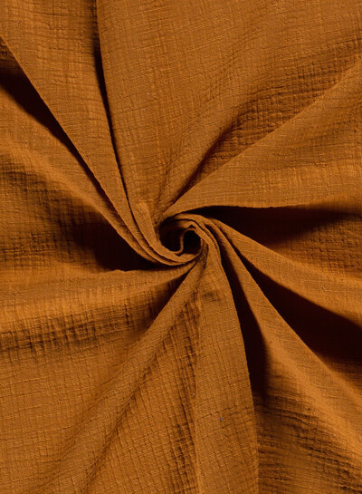 cognac linen cotton mix double gauze / plain tetra