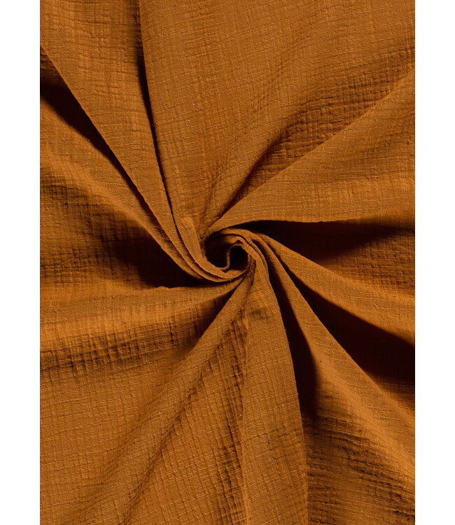 cognac linnen katoen mix double gauze / effen tetra