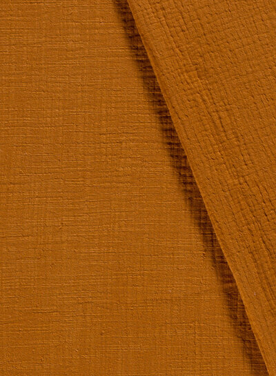 cognac linen cotton mix double gauze / plain tetra