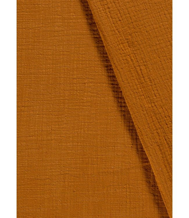 cognac linnen katoen mix double gauze / effen tetra