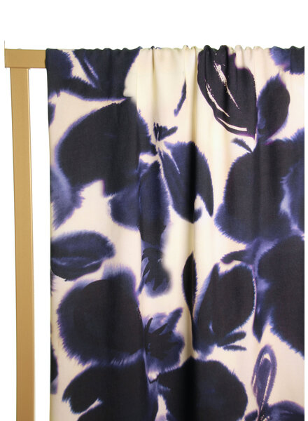 Atelier Jupe Grote donkerblauwe bloemen - viscose