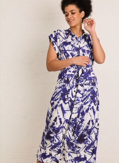 Atelier Jupe white and blue graphic print - viscose