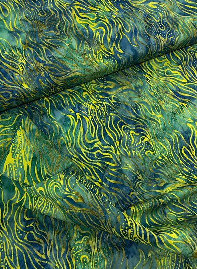 Eyelike fabrics waves green batik - cotton