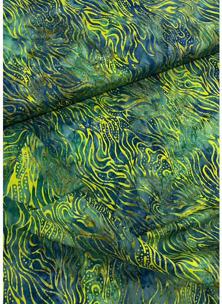 Eyelike fabrics waves green batik - cotton