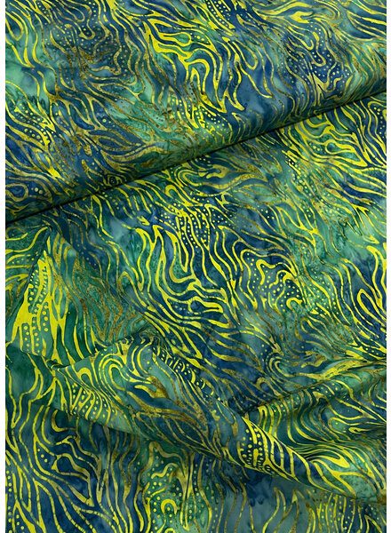 Eyelike fabrics waves groen batik - katoen