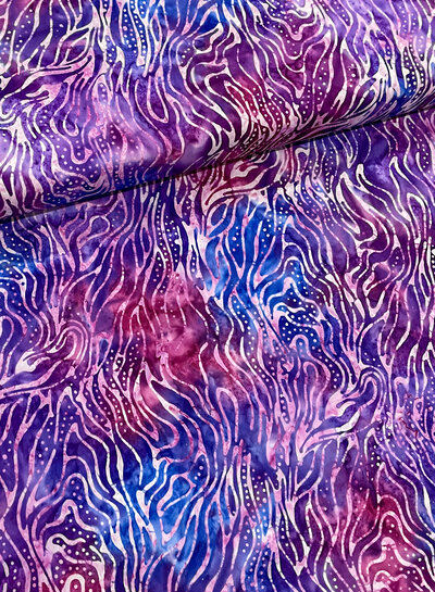 Eyelike fabrics waves paars batik - katoen