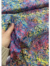 Eyelike fabrics roses blauw/Roze batik - katoen