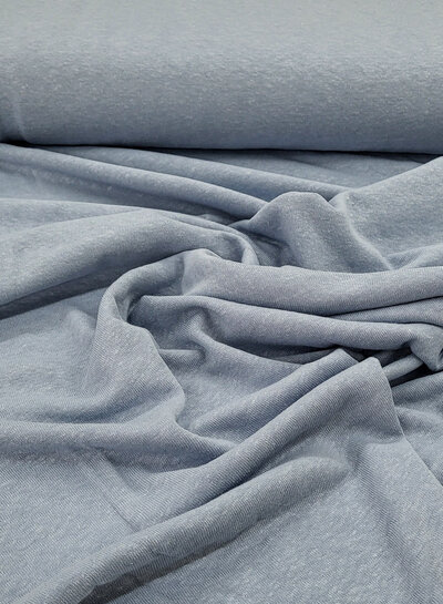 M. dusty blue - rekbare, gebreide linnen viscose mix