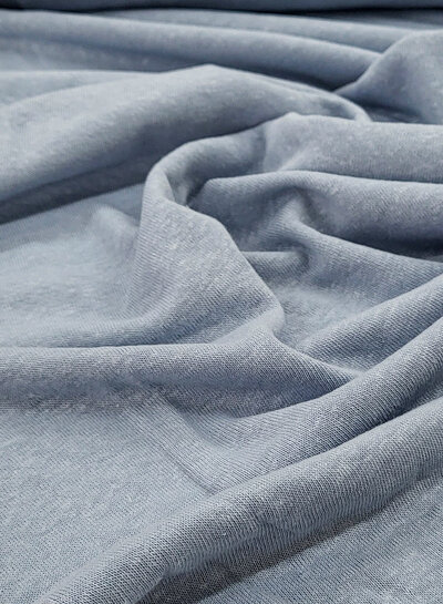 M. dusty blue - rekbare, gebreide linnen viscose mix