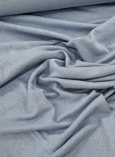 M. dusty blue - rekbare, gebreide linnen viscose mix