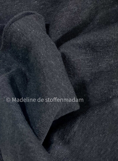 black - stretchy knitted linen viscose mix