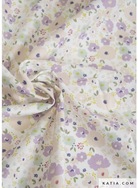 Katia fabrics lilac flowers - cotton poplin light