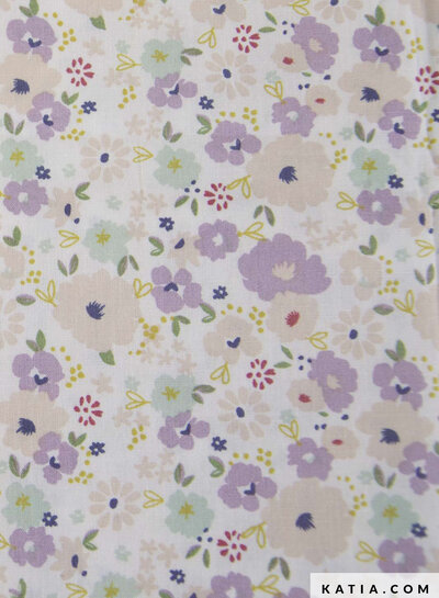 Katia fabrics lilac flowers - cotton poplin light
