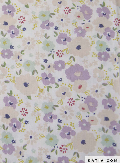 Katia fabrics lilac flowers - katoen poplin light