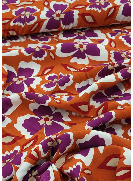 M. bloemen Hermès oranje - poplin viscose