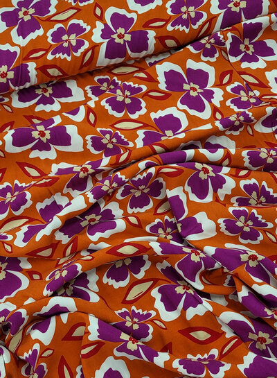 M. bloemen Hermès oranje - poplin viscose