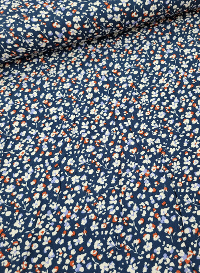 M. denim blue flowers - poplin viscose