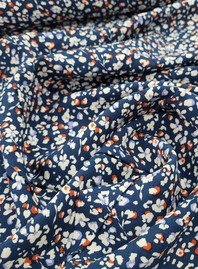 M. denim blue flowers - poplin viscose