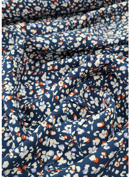 M. denim blue flowers - poplin viscose