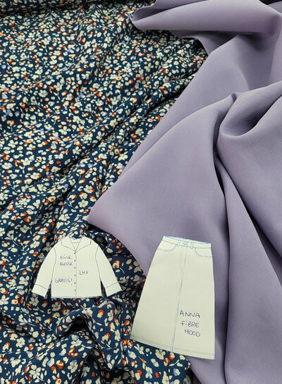 M. denim blue flowers - poplin viscose