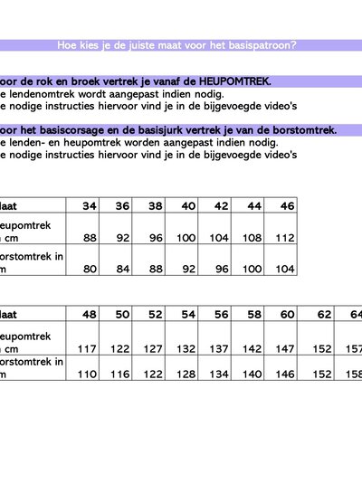 The Fashion Basement Basiscorsage voor TRICOT TFB - basispatroon 48-64