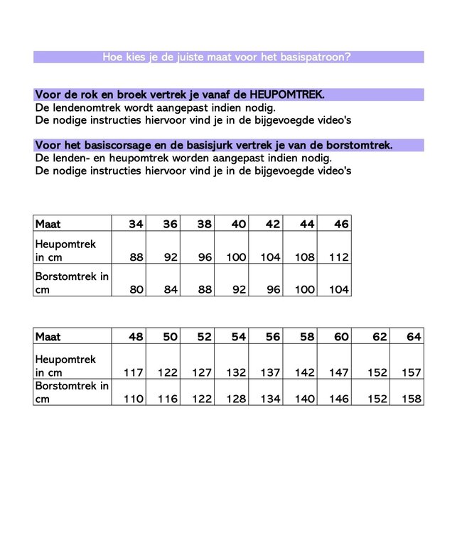 The Fashion Basement Basiscorsage voor TRICOT TFB - basispatroon 48-64