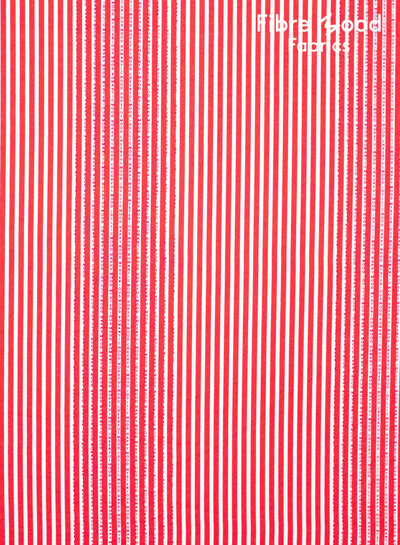 Fibremood Ramona - rood wit strepen met woorden - poplin katoen