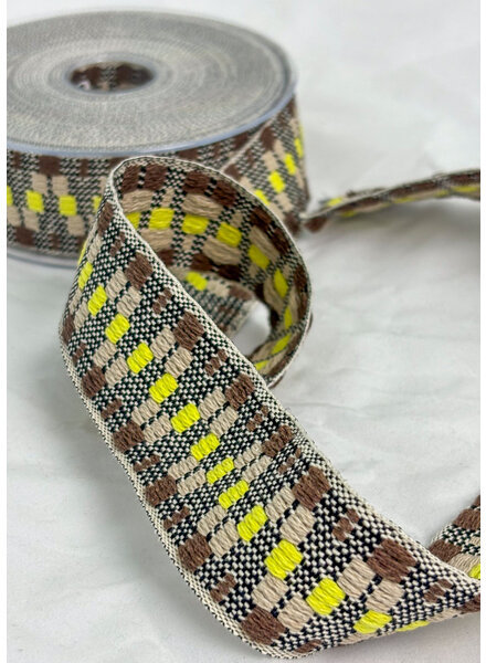 M. colorfull bag strap mocha and yellow - 40 mm