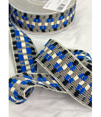 M. colorfull tassenband blauw en zwart - 40 mm