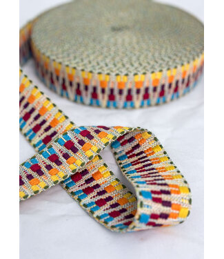 Etnic bag strap blue/red/yellow 38mm