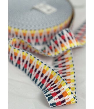 Ethnic bag strap yellow/orange on white background 38mm