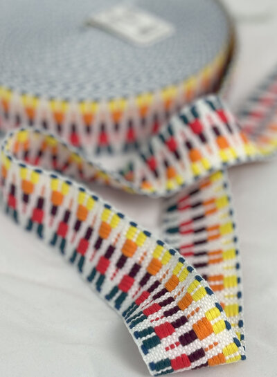 M. Ethnic bag strap yellow/orange on white background 38mm