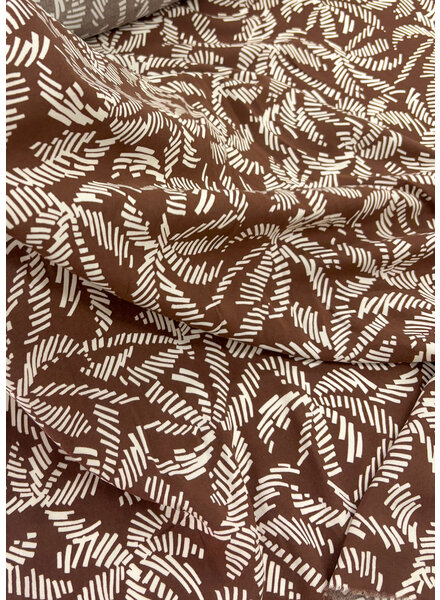 deadstock abstract palmtrees chocolat - viscose - Italiaanse kwaliteit