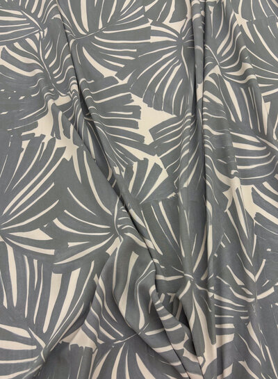 deadstock faded gray leaves - viscose - Italian quality