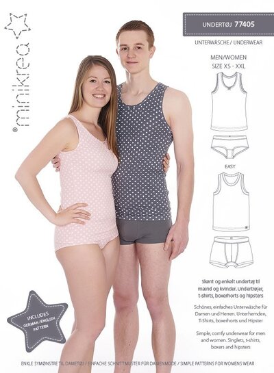 Minikrea underwear man / woman pattern - English