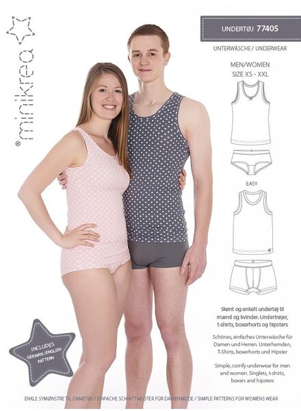 Minikrea underwear man / woman pattern - English