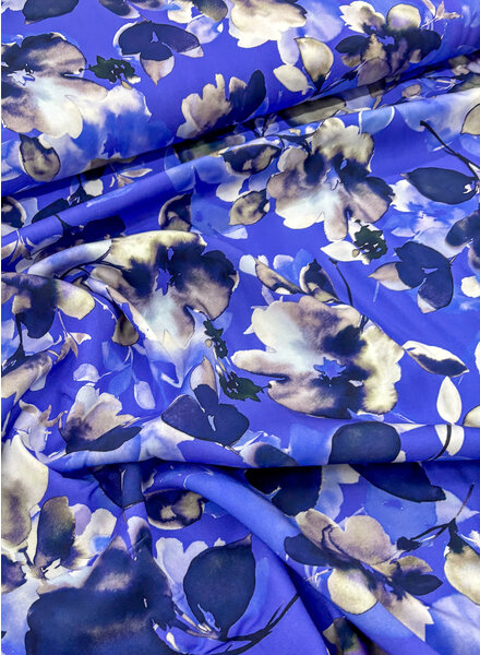 Madeline watercolor painted flowers - violet - woven viscose twill