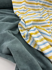 Madeline Interlock organic cotton - striped blue and ocher -